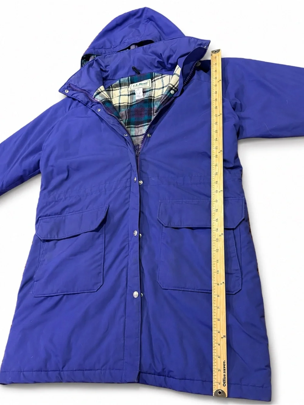 L.L. Bean women’s sz L Hooded Raincoat in Bright Blue vintage parka made in USA
